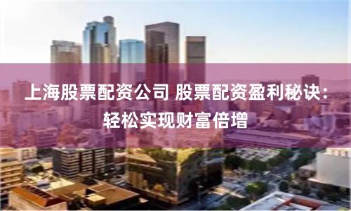 上海股票配资公司 股票配资盈利秘诀：轻松实现财富倍增