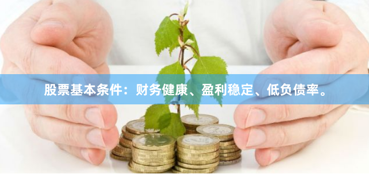 股票基本条件：财务健康、盈利稳定、低负债率。